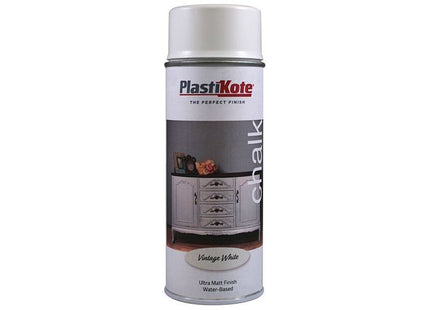 Plastikote Chalk Finish Spray Vintage White 400ml PlastiKote - RockBottom Nothampton
