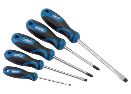 Draper Soft Grip Screwdriver Set, 3 x Plain Slot, 1 x Cross Slot, 1 x PZ TYPE (5 Draper - Town Tools 