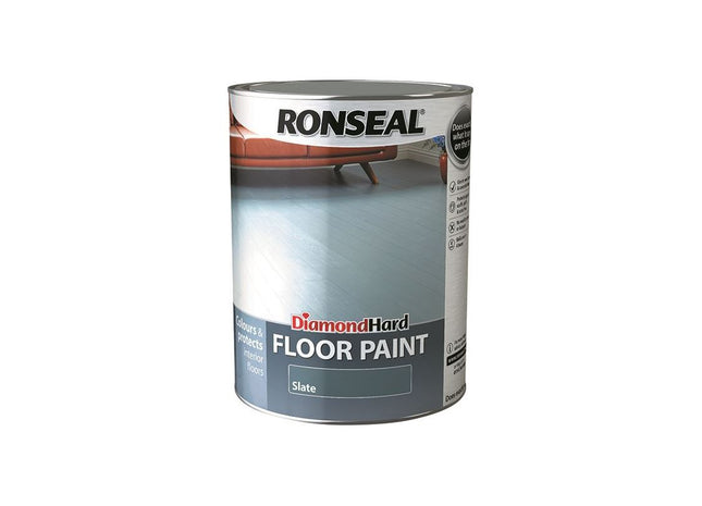 Ronseal Diamond Hard Floor Paint Satin Slate 5 litre Ronseal - RockBottom Nothampton