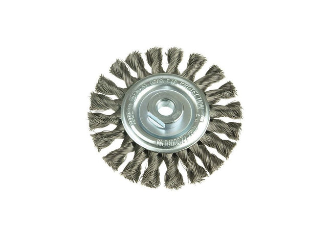 Lessmann Knot Wheel Brush 115 x 14mm M14 Bore, 0.50 Steel Wire Lessmann - RockBottom Northampton