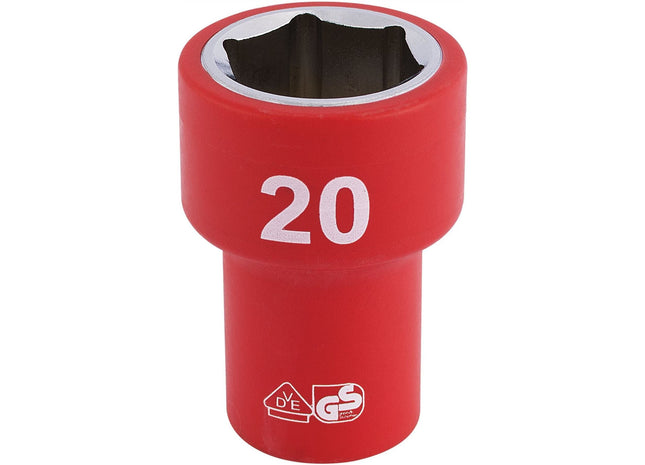 Draper Fully Insulated VDE Socket, 3/8" Sq. Dr., 20mm 31748 Draper - Town Tools 
