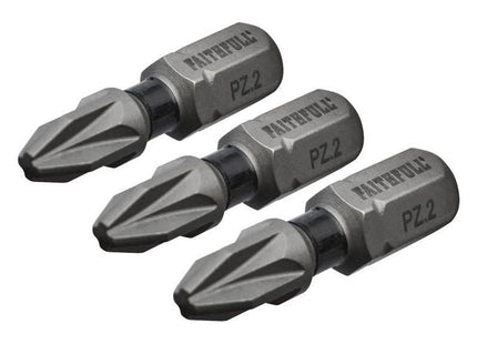 Faithfull Pozi Impact Screwdriver Bits PZ2 x 25mm (Pack 3) Faithfull - RockBottom Northampton