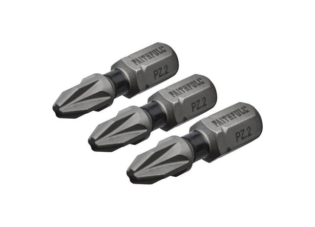 Faithfull Pozi Impact Screwdriver Bits PZ2 x 25mm (Pack 3) Faithfull - RockBottom Northampton