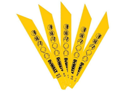 Dewalt Power Tools Bi-Metal Reciprocating Blade for Metal 152mm x 14 TPI (Pack 5) DeWALT Power Tools - RockBottom Northampton