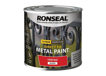 Ronseal Direct to Metal Paint Chilli Red Gloss 250ml Ronseal - RockBottom Nothampton