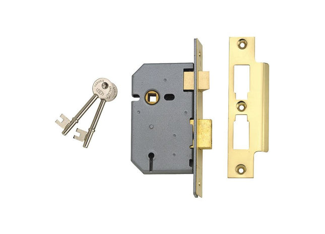 Union 2277 3 Lever Mortice Sashlock Polished Brass 65mm 2.5in Box UNION - RockBottom Northampton