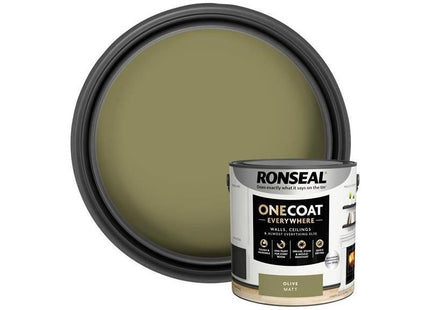 Ronseal One Coat Everywhere Interior Paint Olive Matt 2.5 litre Ronseal - RockBottom Nothampton