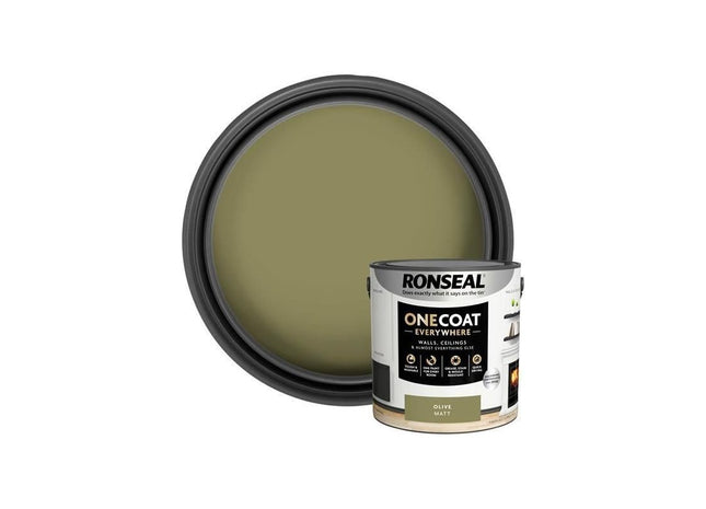 Ronseal One Coat Everywhere Interior Paint Olive Matt 2.5 litre Ronseal - RockBottom Nothampton