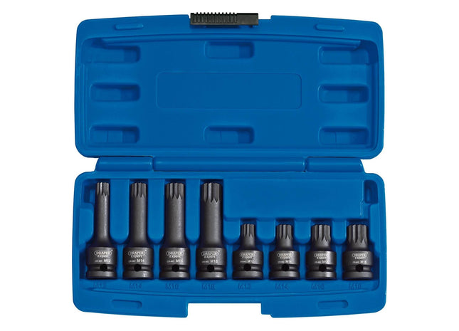 Draper Tamper Proof Impact Spline Set, 1/2" Sq. Dr. (8 Piece) 49460 Draper - Town Tools 