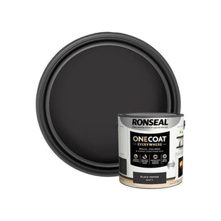 Ronseal One Coat Everywhere Interior Paint Black Pepper Matt 2.5 litre Ronseal - RockBottom Nothampton