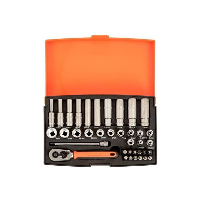 Bahco SL25L 1/4in Deep Drive Socket Set, 37 Piece Bahco - RockBottom Northampton