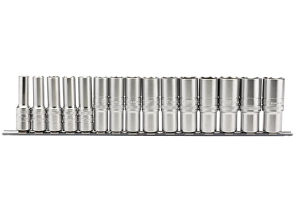 Draper Metric Deep Socket on a Metal Rail, 1/2" Sq. Dr. (15 Piece) 16499 Draper - Town Tools 