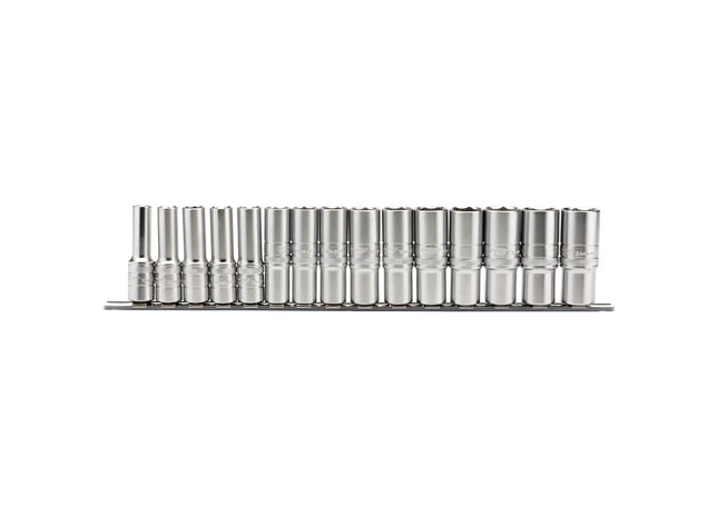 Draper Metric Deep Socket on a Metal Rail, 1/2" Sq. Dr. (15 Piece) 16499 Draper - Town Tools 