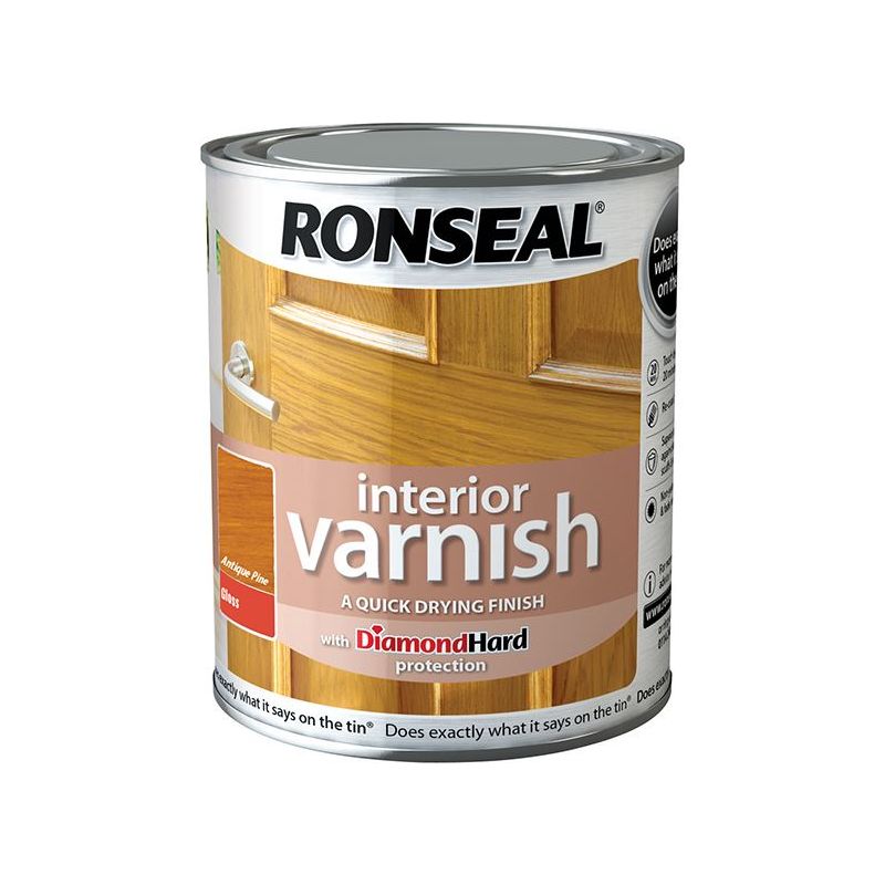 Ronseal Interior Varnish Quick Dry Gloss Antique Pine 250ml Ronseal - RockBottom Nothampton