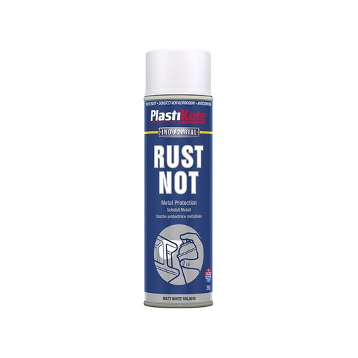 Plastikote Rust Not Spray Matt White 500ml PlastiKote - RockBottom Nothampton
