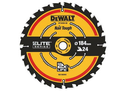 Dewalt Power Tools ELITE™ Series Framing Circular Saw Blade 184 x 16mm x 24T DeWALT Power Tools - RockBottom Northampton