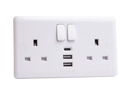 Deta Vimark Switched Socket 2-Gang + 3 USB Ports 13A Deta Vimark - RockBottom Northampton