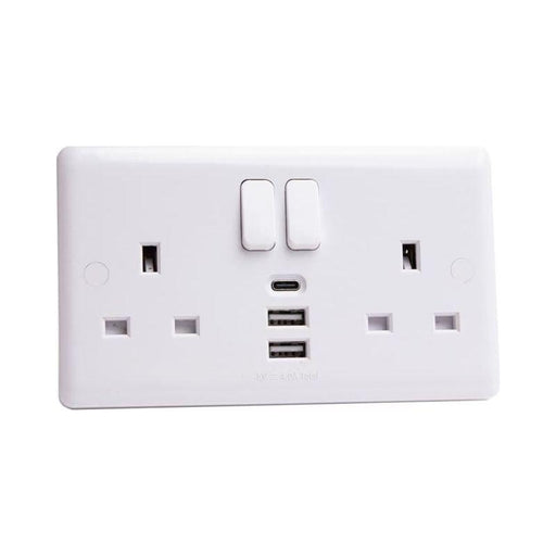 Deta Vimark Switched Socket 2-Gang + 3 USB Ports 13A Deta Vimark - RockBottom Northampton