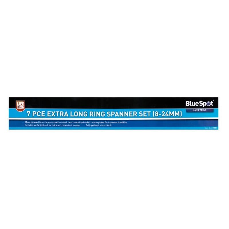 Bluespot Tools Extra Long Ring Spanner Set, 7 Piece BlueSpot Tools - RockBottom Northampton