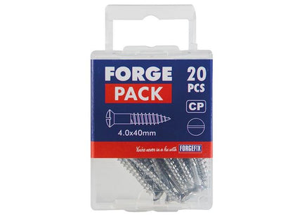 Forgefix Multi-Purpose Screw SL Raised Head Chrome Plated 4.0 x 40mm ForgePack 20 ForgeFix - RockBottom Northampton