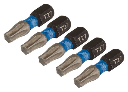 Draper Expert TX-STAR Impact Screwdriver Bits, T27 x 25mm, 1/4" Hex (Pack of 5) Draper - Town Tools 