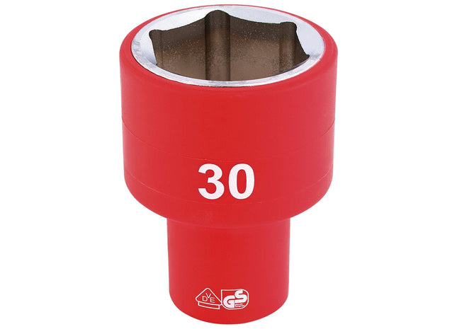 Draper Fully Insulated VDE Socket, 1/2" Sq. Dr., 30mm 32000 Draper - Town Tools 