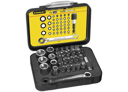 Stanley® Hand Tools 1/4in Drive Bit & Socket Set of 39 + Ratchet End STANLEY® Hand Tools - RockBottom Nothampton