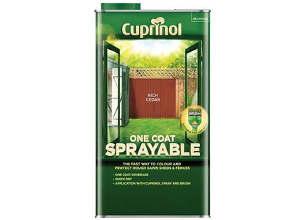 Cuprinol One Coat Sprayable Fence Treatment Rich Cedar 5 litre Cuprinol - RockBottom Northampton