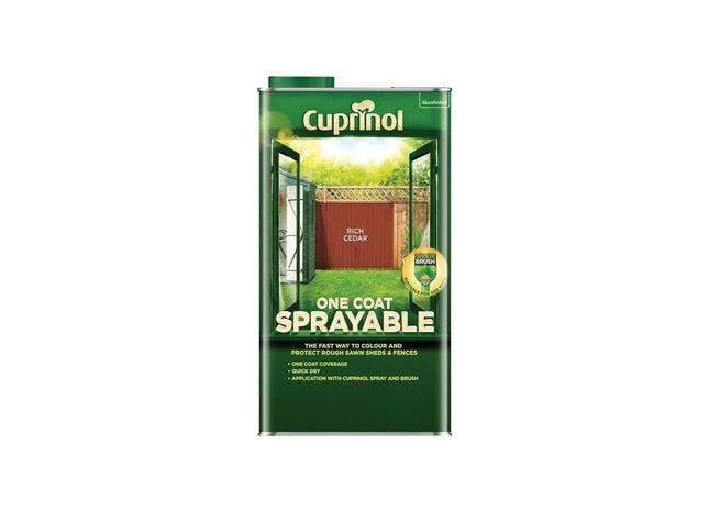 Cuprinol One Coat Sprayable Fence Treatment Rich Cedar 5 litre Cuprinol - RockBottom Northampton