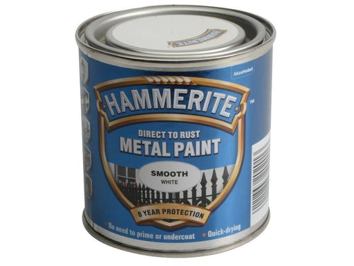 Hammerite Direct to Rust Smooth Finish Metal Paint White 250ml Hammerite - RockBottom Northampton