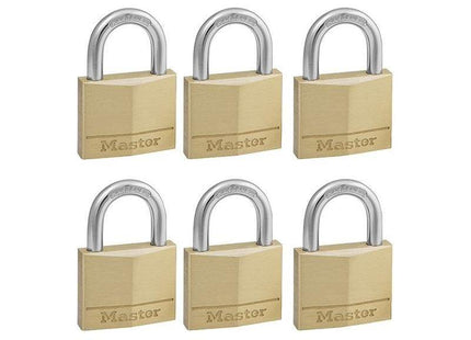 Master Lock Solid Brass 40mm Padlock 4-Pin - Keyed Alike x 6 Master Lock - RockBottom Northampton