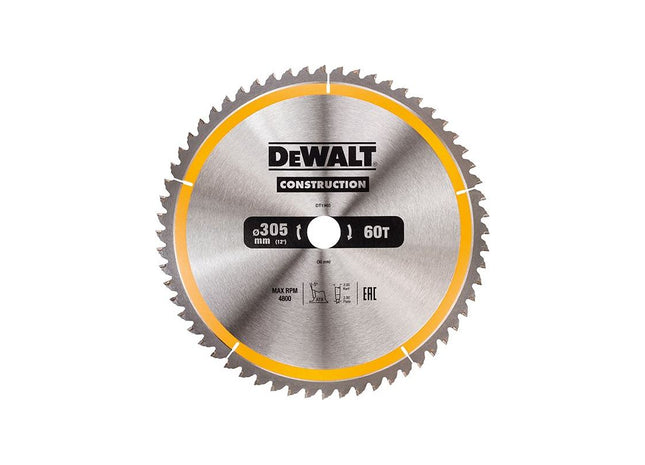 Dewalt Power Tools Stationary Construction Circular Saw Blade 305 x 30mm x 60T ATB/Neg DeWALT Power Tools - RockBottom Northampton