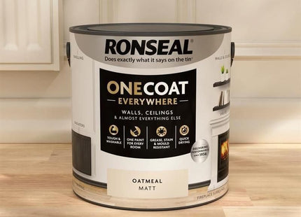Ronseal One Coat Everywhere Interior Paint Oatmeal Matt 2.5 litre Ronseal - RockBottom Nothampton