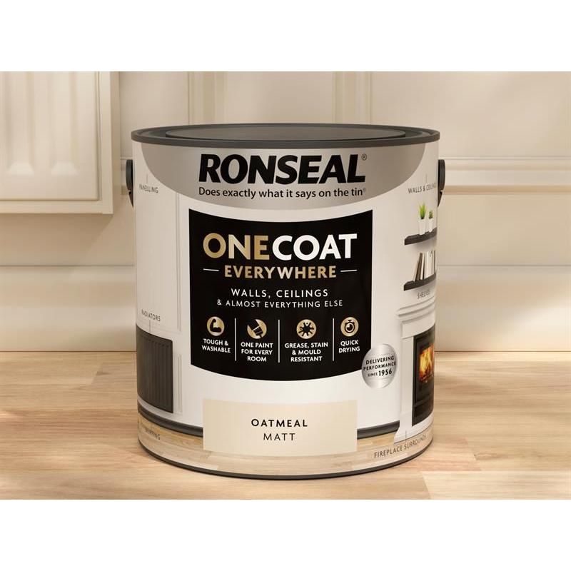Ronseal One Coat Everywhere Interior Paint Oatmeal Matt 2.5 litre Ronseal - RockBottom Nothampton
