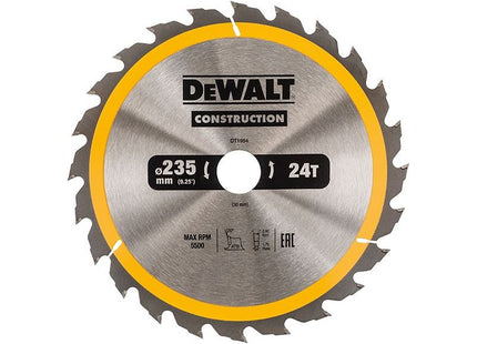 Dewalt Power Tools Portable Construction Circular Saw Blade 235 x 30mm x 24T DeWALT Power Tools - RockBottom Northampton