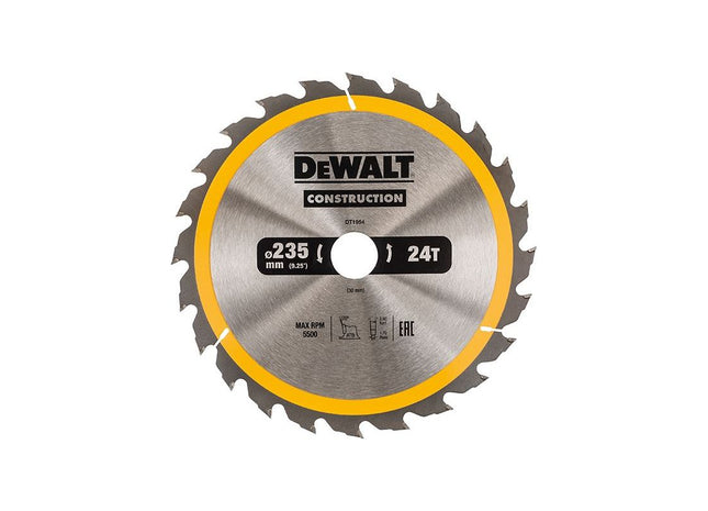 Dewalt Power Tools Portable Construction Circular Saw Blade 235 x 30mm x 24T DeWALT Power Tools - RockBottom Northampton
