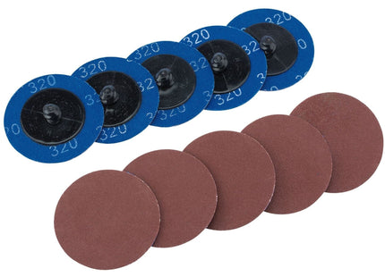 Draper Aluminium Oxide Sanding Discs, 50mm, 320 Grit (Pack of 10) 75614 Draper - Town Tools 
