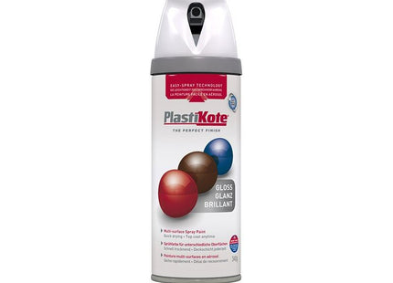 Plastikote Twist & Spray Gloss White 400ml PlastiKote - RockBottom Nothampton