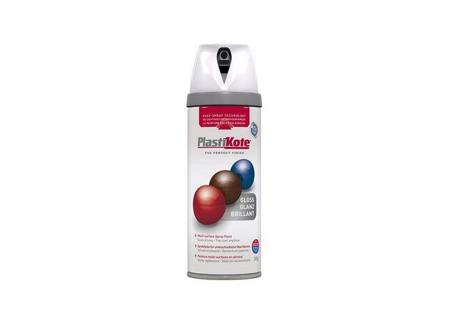 Plastikote Twist & Spray Gloss White 400ml PlastiKote - RockBottom Nothampton