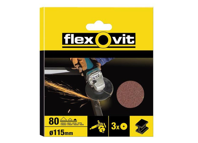 Flexovit Aluminium Oxide Fibre Disc 115mm Extra Coarse 36G (Pack 3) Flexovit - RockBottom Northampton