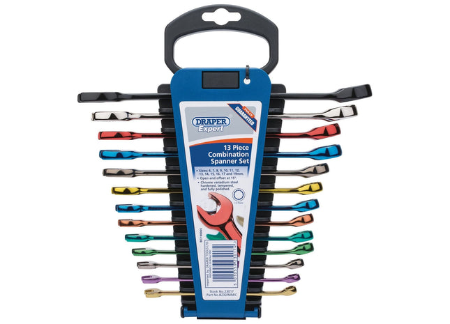 Draper Expert HI-TORQ Metric Coloured Combination Spanner Set (13 Piece) Draper - Town Tools 