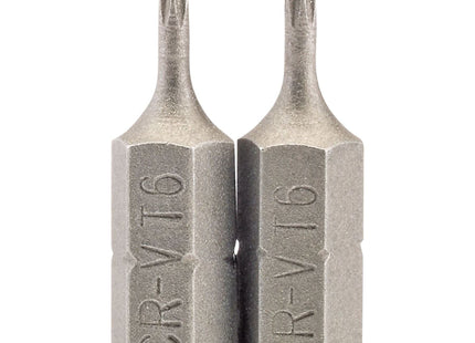 Draper TX-STAR Insert Bit, 1/4" Hex, 25mm Long, T6 (Pack of 2) Draper - Town Tools 