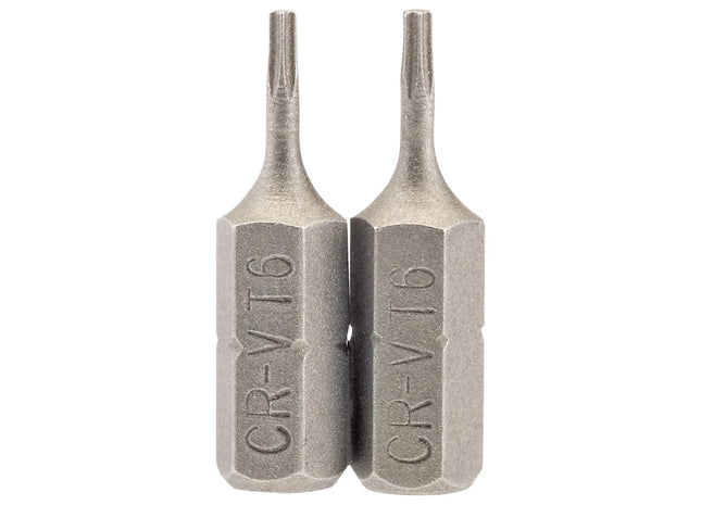 Draper TX-STAR Insert Bit, 1/4" Hex, 25mm Long, T6 (Pack of 2) Draper - Town Tools 