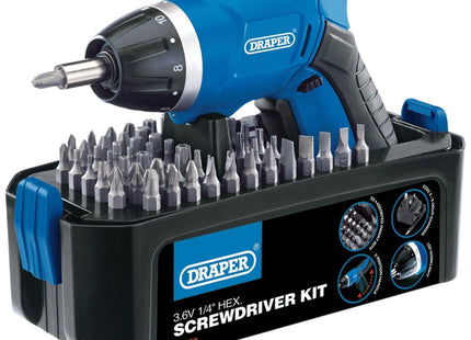 Draper 3.6V Cordless Li-ion Screwdriver Kit 83568 Draper - Town Tools 