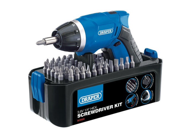 Draper 3.6V Cordless Li-ion Screwdriver Kit 83568 Draper - Town Tools 