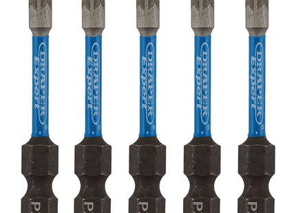 Draper Expert PZ-Type Impact Screwdriver Bits, No.1 x 50mm, 1/4" Hex (Pack of 5) Draper - Town Tools 