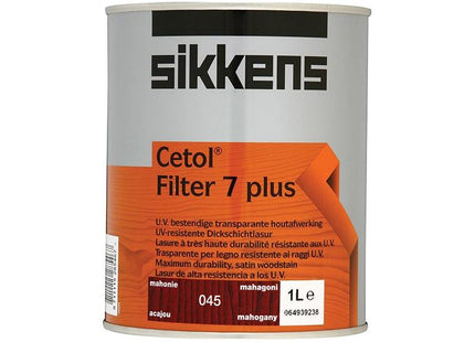Sikkens Cetol Filter 7 Plus Translucent Woodstain Mahogany 1 litre Sikkens - RockBottom Nothampton