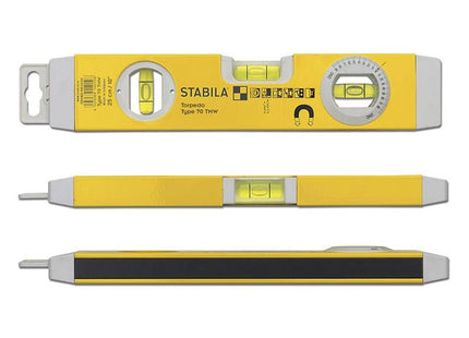 Stabila 70TMW Torpedo Level 26cm Magnetic Base & Rotatable Angle Vial Stabila - RockBottom Nothampton