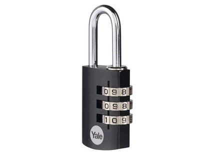 Yale Locks Aluminium Combination Padlock 28mm Black Yale Locks - RockBottom Northampton