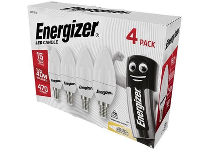 Energizer® LED SES (E14) Opal Candle Non-Dimmable Bulb, Warm White 470 lm 5.2W (Pack 4) Energizer® - RockBottom Northamptin